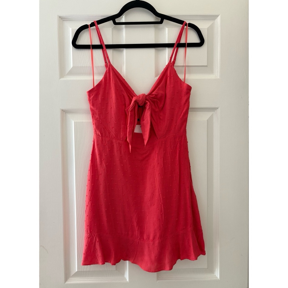 Cotton Candy LA Swiss Dot Textured Dress with Front Adjustable Knot
